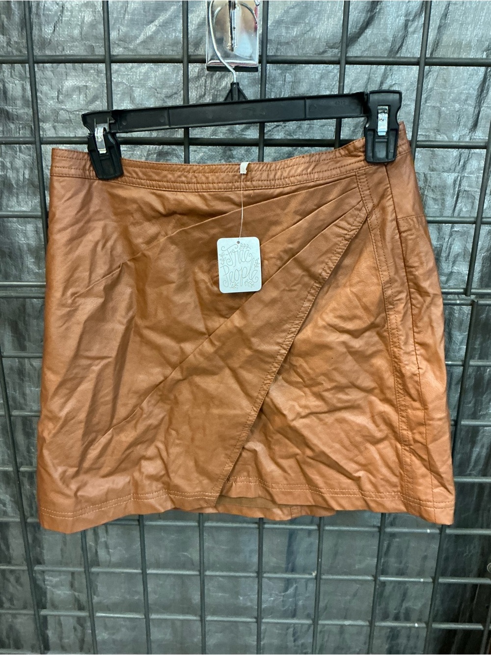 Free People Copper-Brown Faux Leather Mini Skirt